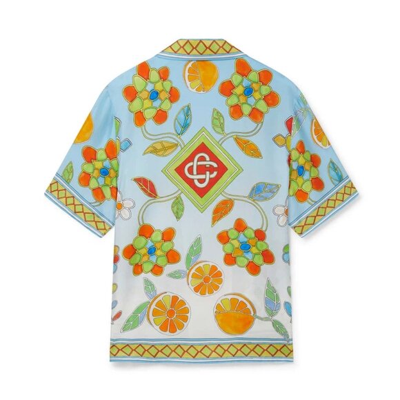 Casablanca “Yoruba Flowers” Silk Twill Shirt – Orange – Men’s L - Picture 3 of 4